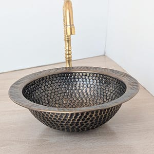 Marokkanisches Kupfer Waschbecken – Gehämmertes Rundes Becken – Individuelles Messing Waschbecken