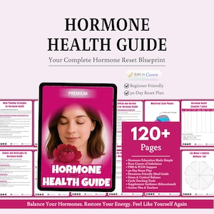 Hormon Gesundheit Ernährung Coaching Guide Template, Menopause Wellness (Kommerzielle Nutzung, 120+ Seiten Canva Vorlage)
