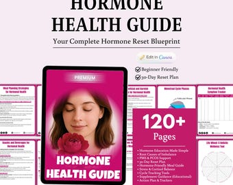 Plantilla de guía de coaching nutricional para la salud hormonal, bienestar en la menopausia (uso comercial, plantilla de Canva de más de 120 páginas)