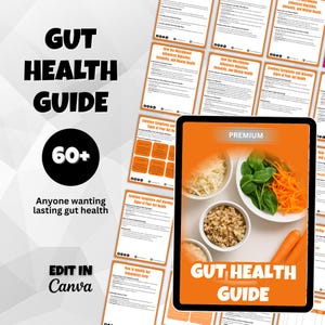 Gut Health Guide Template, Nourish your Gut, Gut-Brain Connection, Diet, Recipes, Gut Health Guide Lead Magnets, Digestion & Wellness Guide