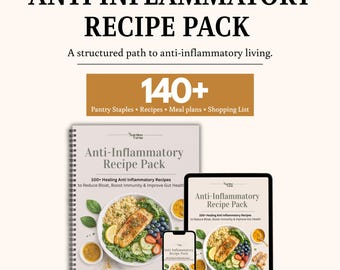 Paquete de recetas antiinflamatorias, plantilla editable de Canva (descarga digital)