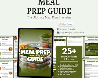 Meal Prep Guide, Nutrition Coaching Template (Canva, Digital Download)
