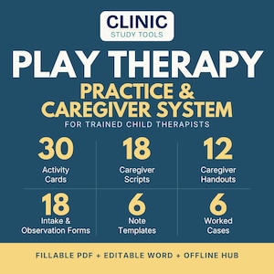 Play Therapy Toolkit for Child Therapists, 30 Activity Cards, Intake Forms, Session Notes & Caregiver Scripts, PDF and Word