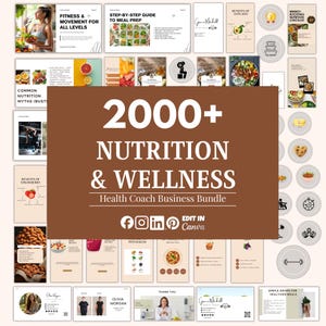 Paquete de negocio de coach de salud nutricional, guía de salud intestinal y hormonal, plantillas de Canva (descarga digital)