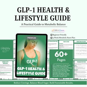 GLP-1 gids voor gezondheid en levensstijl, bewerkbare canva-sjabloon (digitale download)