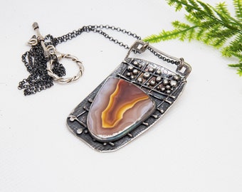 Yellow Pink Agua Nueva Agate Pendant in Sterling Silver