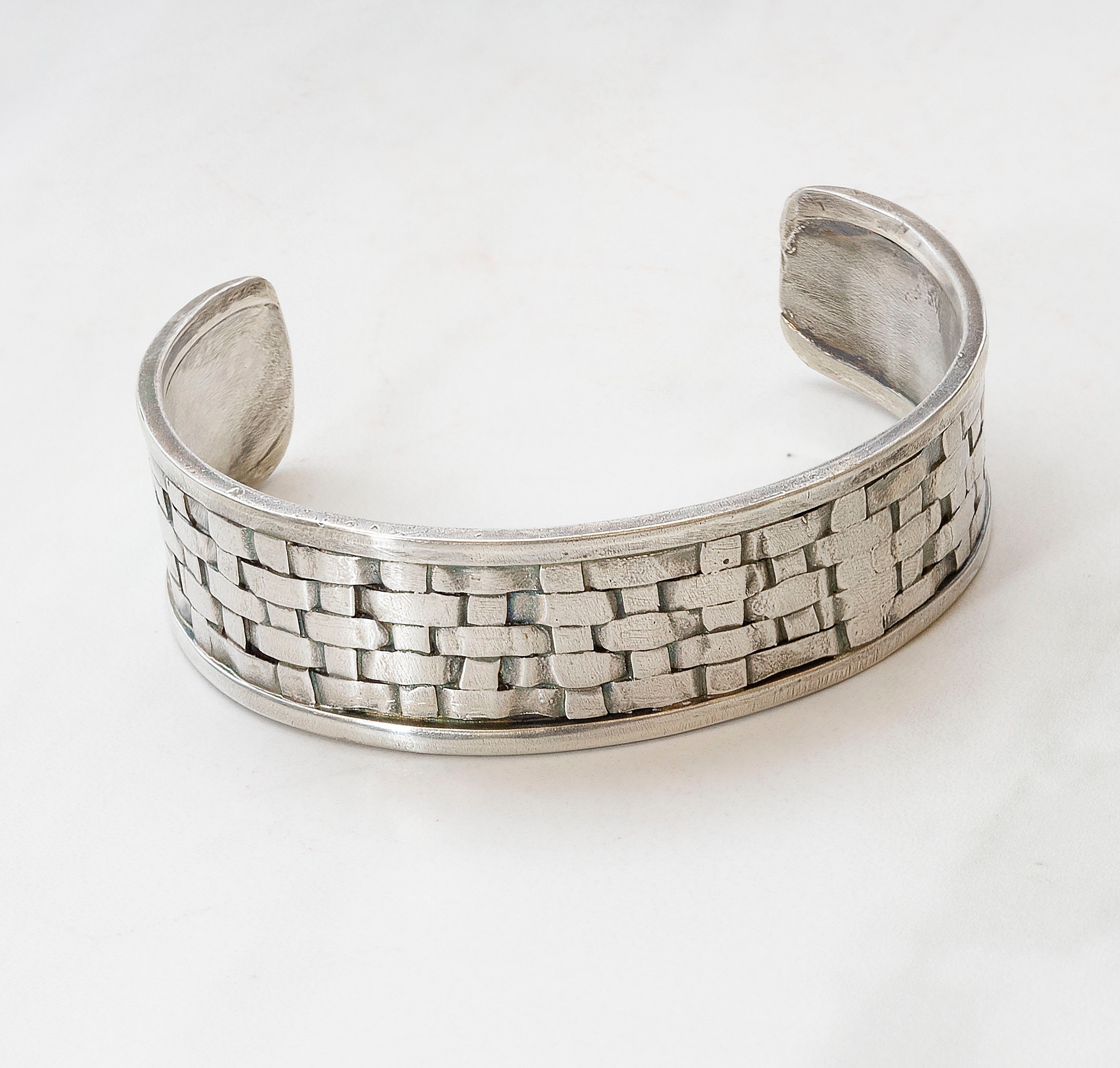 Sterling Silver Woven Cuff Bracelet with Weave Handmade size Etsy