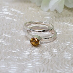 Yellow Topaz Ring Stack Set in Sterling Silver, 2 rings, size 7