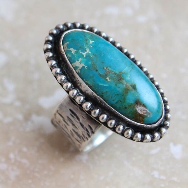 Nevada Turquoise Ring set in Sterling Silver Size 7.5