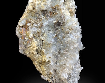 Natural Terminated Rare Brookite Cluster Combine With Quartz On Matrix, Brookite Specimen, Quartz Cluster, Minerals Specimen - 851 Gram