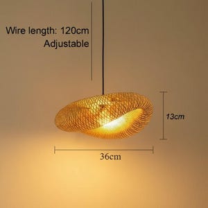 Lámpara colgante de ratán tejido a mano/lámpara de bambú, decoración del hogar (bombilla no incluida) 36cm x 13cm