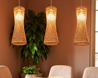 Woven Bamboo Chandelier: Japanese Style Hanging Light