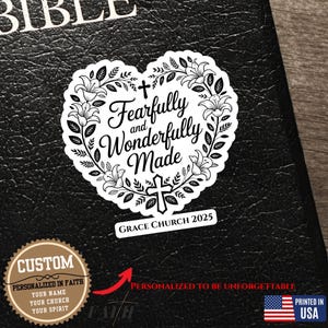 Personalized Stickers gift Christianity, Custom Jesus Stickers, Outreach Faith Stickers, Bible Stickers, Fearfully Made, Christian Sticker