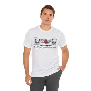 Camiseta divertida para hombre con error del sistema, camiseta gráfica de humor para adultos, regalo sarcástico para nerds de la tecnología, ropa urbana atrevida, chiste de sangre insuficiente