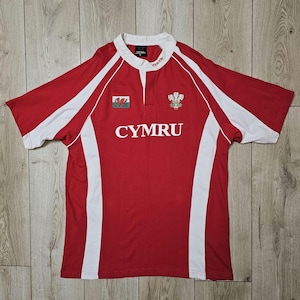 Wales rugby jersey vintage rugby shirt wru world sevens rugby union jersey red rugby jersey XL manav