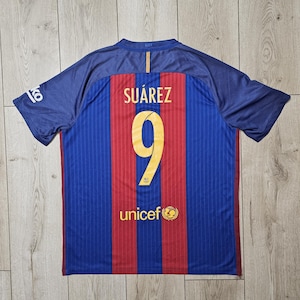 Barcelona Suarez home football shirt soccer jersey spain soccer jersey blue Xl nike