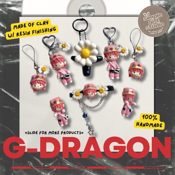BigBang G-Dragon Übermensch Concert Inspired with Daisy Bong Handmade Clay -  kawaii phone hippers | keychain | phone charm by Klei Mate