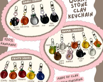 Handmade Worry Stone Clay Keychain -  kawaii keychain klei mate | ghibli totoro ponyo susuwatari calcifer jiji kaonashi