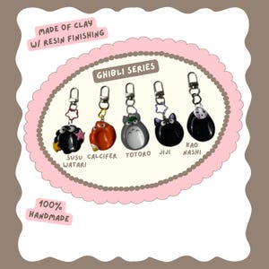 Ghibli Inspired Handmade Clay - kawaii phone hippers klei mate | ghibli keychain | phone charm | worry stone clay | handmade bracelet Worry Stone Keychain