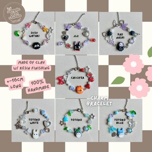 Ghibli Inspired Handmade Clay - kawaii phone hippers klei mate | ghibli keychain | phone charm | worry stone clay | handmade bracelet image 7