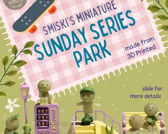 Mini muebles para la exhibición de la casa Smiski - Conjunto de miniaturas de la serie Sunday, temática de parque