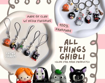 Ghibli Inspired Handmade Clay -  kawaii phone hippers klei mate | ghibli keychain | phone charm | worry stone clay | handmade bracelet