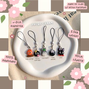 Ghibli Inspired Handmade Clay - kawaii phone hippers klei mate | ghibli keychain | phone charm | worry stone clay | handmade bracelet Phone Charms