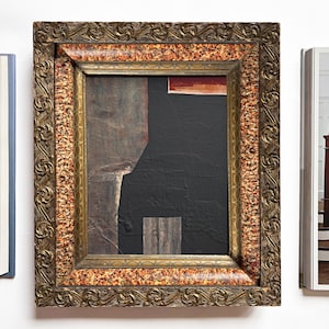 Original Abstract Painting in Antique Gold Frame - &quot;Volcano&quot;
