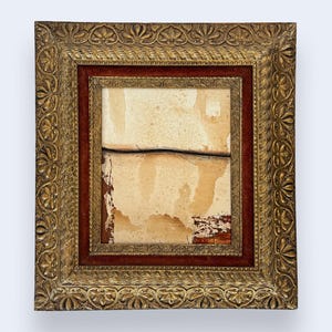 Southwestern Abstract Art in Antique Frame: Rustic Brown Wall Decor