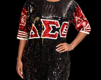 DST Sorority Paraphernalia Luxe Black Sequin Jersey Shirt