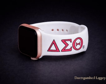 Delta Sigma Theta Apple Watch Band, White Silicone 1913 Strap, Sorority Women's Accessory