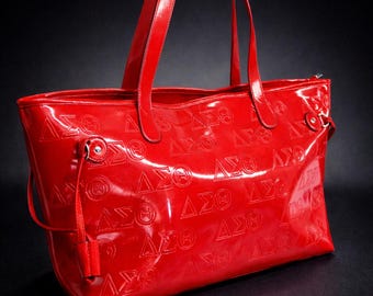 Delta Sigma Theta Embossed Red Patent Tote