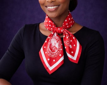 DST Red and White Polka Dot Square Sorority Scarf