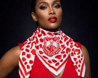 Delta Sigma Theta Leopard Print Square Scarf, Red White Sorority Accessory