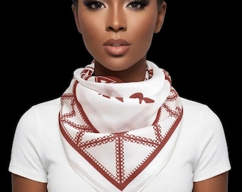 Delta Sigma Theta Lady Fortitude Silky Square Scarf – Large White and Crimson Sorority Accessory