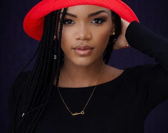 DST Mesh Bucket Hat, Red Embroidered Sorority Hat, Greek Apparel