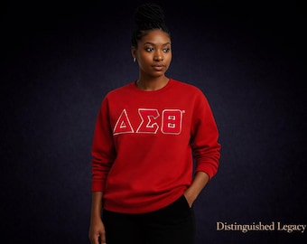 Delta Sigma Theta Sweatshirt, Red DST Embroidered Crewneck for Women