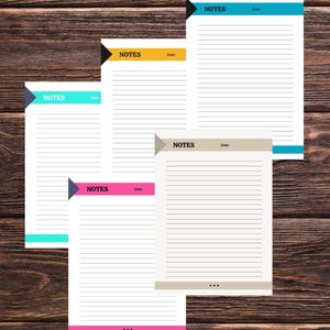 Minimalist Lined Digital Notebook 5 PDF Templates A4,Printable Planner Inserts,Instant Download.lined notebook .printable lined paper, Notes