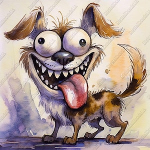 Paquete de 10 imágenes prediseñadas de perros locos: ilustraciones divertidas de perros de alta calidad. Descarga instantánea en formato JPG (4032 x 4032 px). Sublimación, pegatinas, manualidades y camisetas.