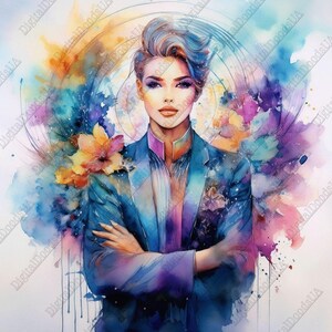 Watercolor Portraits – Set of 5 Digital Art Posters | 12x12&quot; PDF Files, 300 DPI | Printable Wall Art Download
