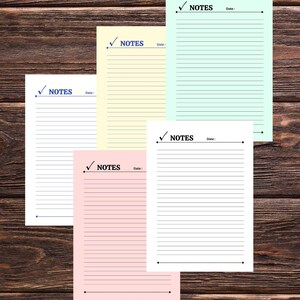 Minimalist Lined Digital Notebook 5 PDF Templates A4,Printable Planner Inserts,Instant Download.lined notebook .printable lined paper,Notes