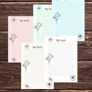 Minimalist Lined Digital Notebook 5 PDF Templates A4,Printable Planner Inserts,Instant Download.lined notebook .printable lined paper,Notes