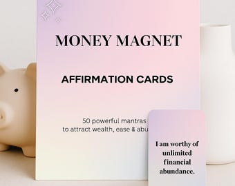 Geld-Magnet Affirmations-Karten | 50 druckbare Mantras für Reichtum, Fülle und positive Einstellung | Digitaler Download