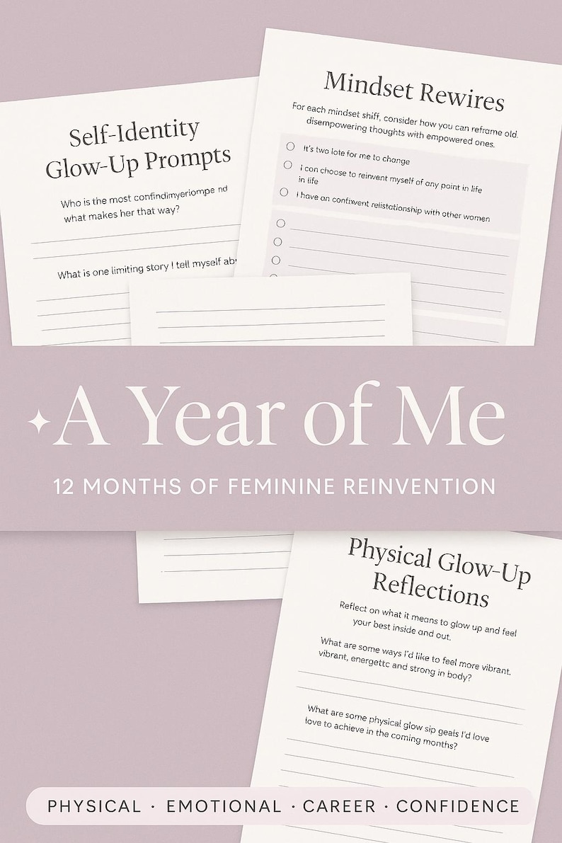 K&ouml;nnte beinhalten: Seiten des Journals &laquo; A Year of Me &raquo; mit Anregungen zur Selbstreflexion. Die Seiten enthalten Fragen zu Denkweise, Identit&auml;t und k&ouml;rperlichem Wohlbefinden. Das Journal ist f&uuml;r die weibliche Neuorientierung konzipiert.