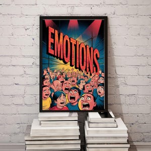 Emotions Digital Wall Art, Emotions Poster, Feelings Printable, Emotions Print, Feelings Poster, Vintage Digital Wall Art, Retro Wall Art