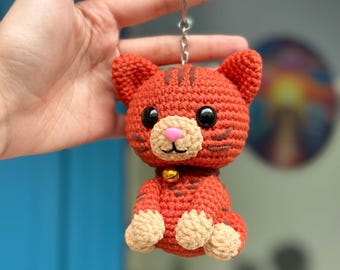 Custom Crochet Cat Keychain: Personalized Pet Memorial, Handmade Amigurumi
