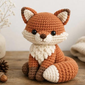 Handgemaakte gehaakte vos knuffel Amigurumi bos dieren knuffel Decor kinderkamer Babyshower cadeau Uniek decor kinderkamer