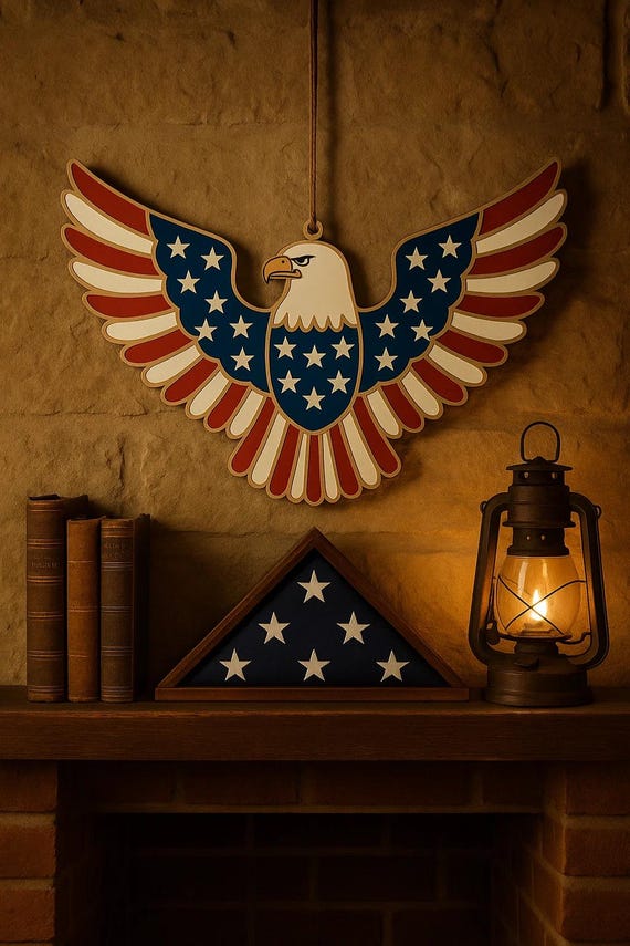 Patriotic Wooden Eagle Wall Hanging: American Flag Decor - Etsy