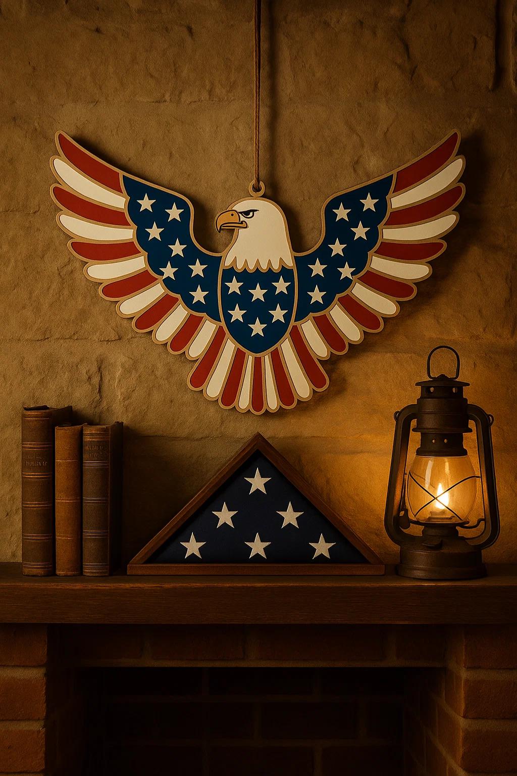 Patriotic Wooden Eagle Wall Hanging: American Flag Decor - Etsy