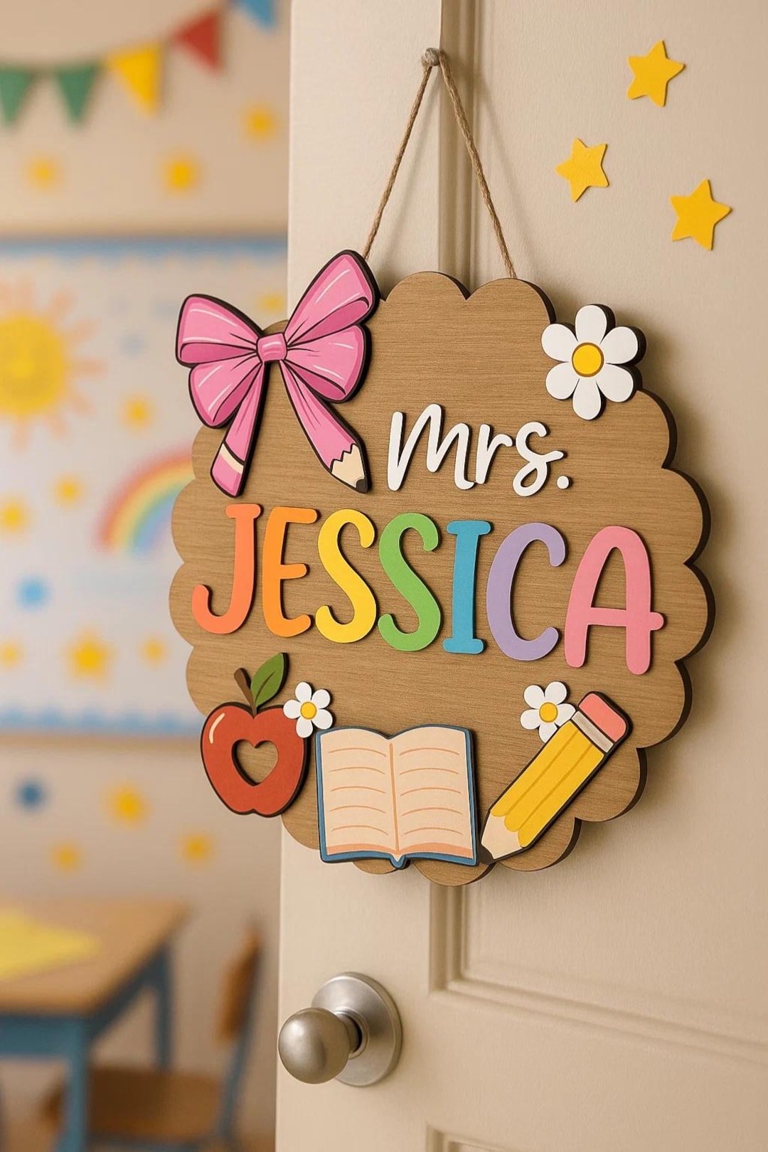 Personalized 3D Teacher Name Sign – Custom Classroom Door Hanger, Ideal ...